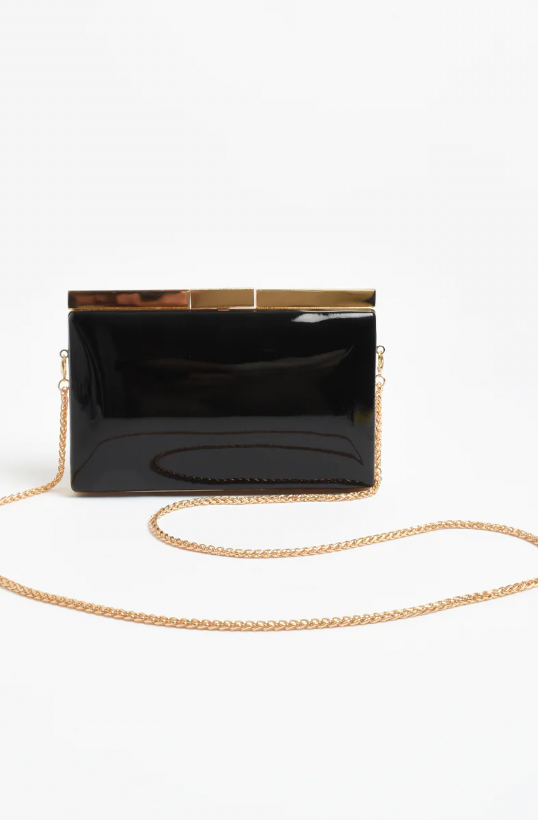Simona gloss structured clutch bag