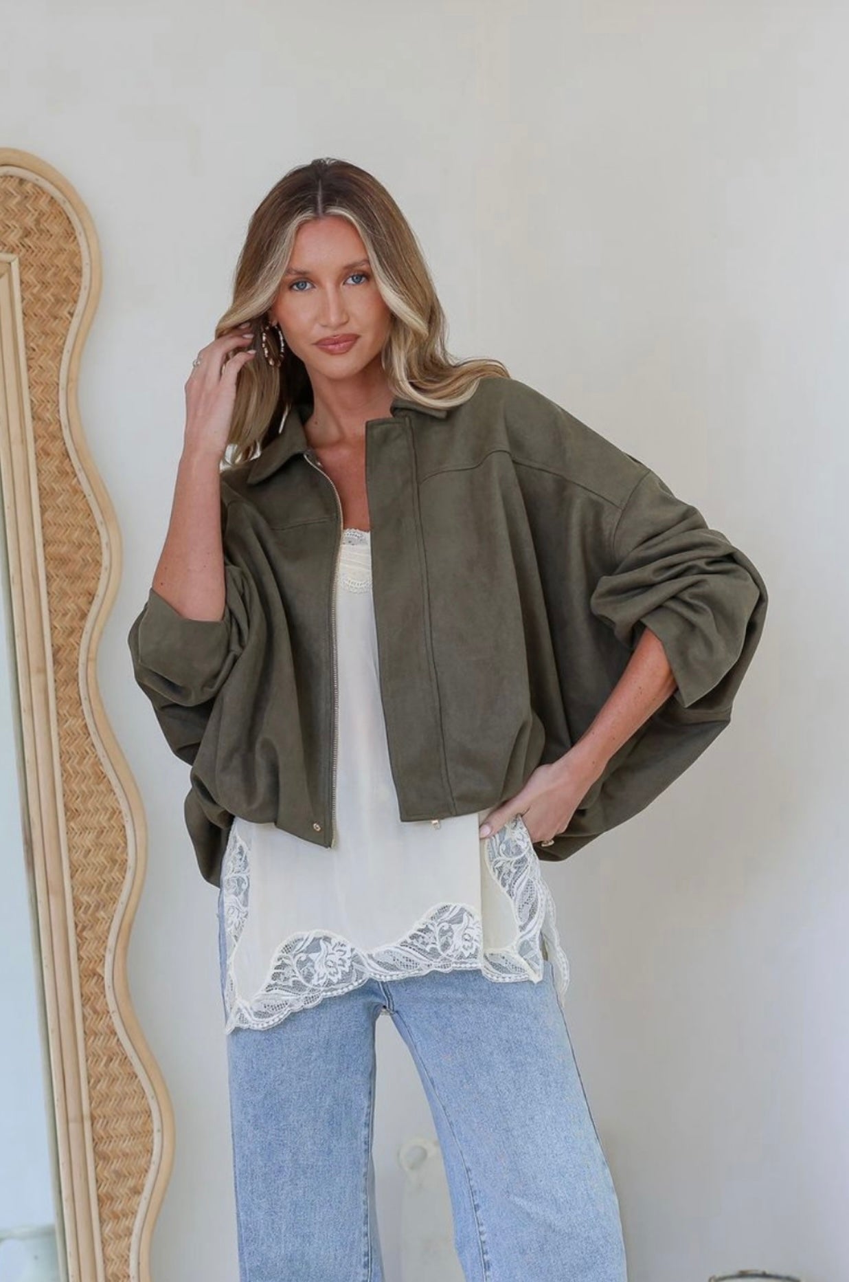 Camden faux suede bomber jacket