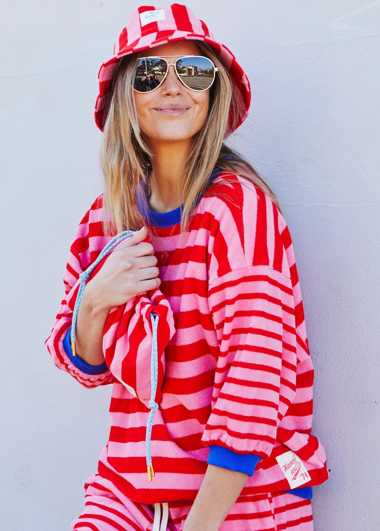 Stripe 3/4 Sleeve Sweat