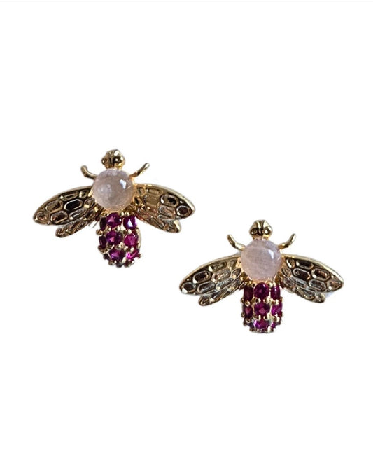 Bee Gem stud earring