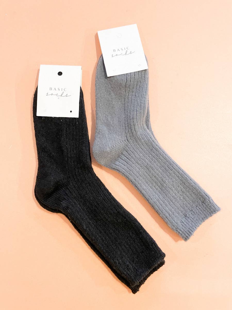 Angela Winter Plain Crew Socks