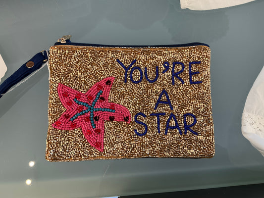 Starfish Beaded Pouch