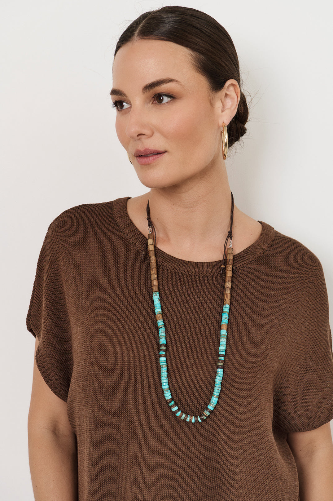Stone and Timber Tie Back Layering Necklace