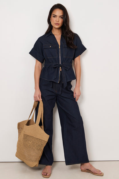 Mili Natural Woven Angled Tote - Camel