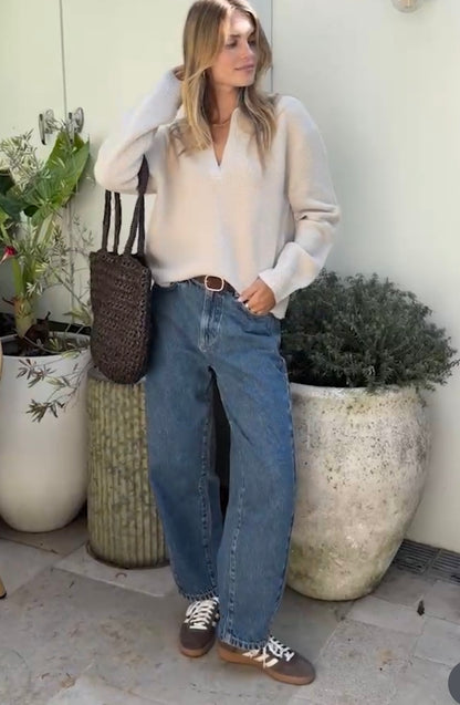 Ceres Life Leah tapered barrel leg jean