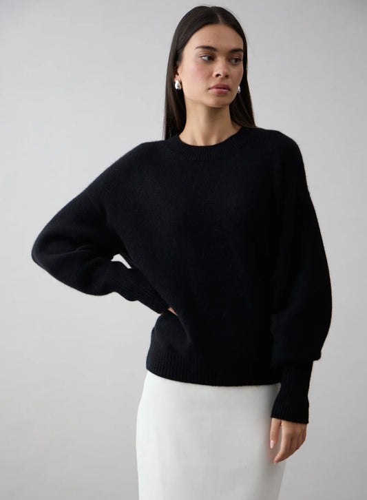 Mia Fratino Noelle Cashmere Crew, Black