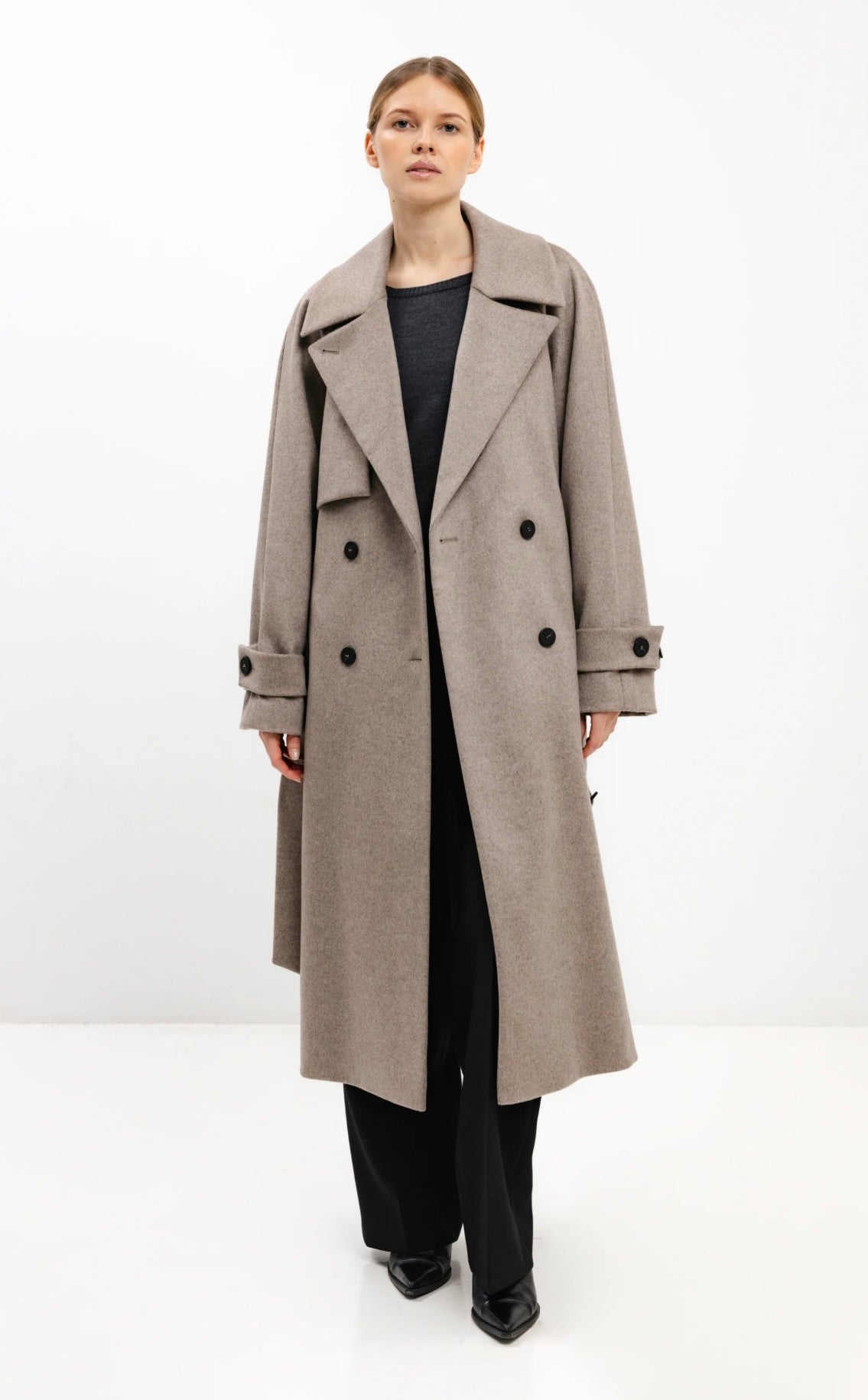 In Avati Cappuccino Belted Wool Coat