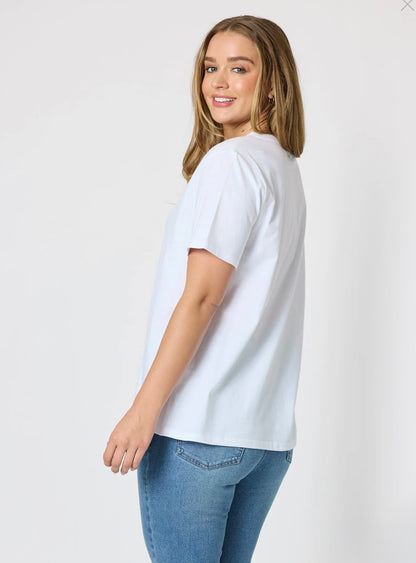 Cotton V neck T-shirt White