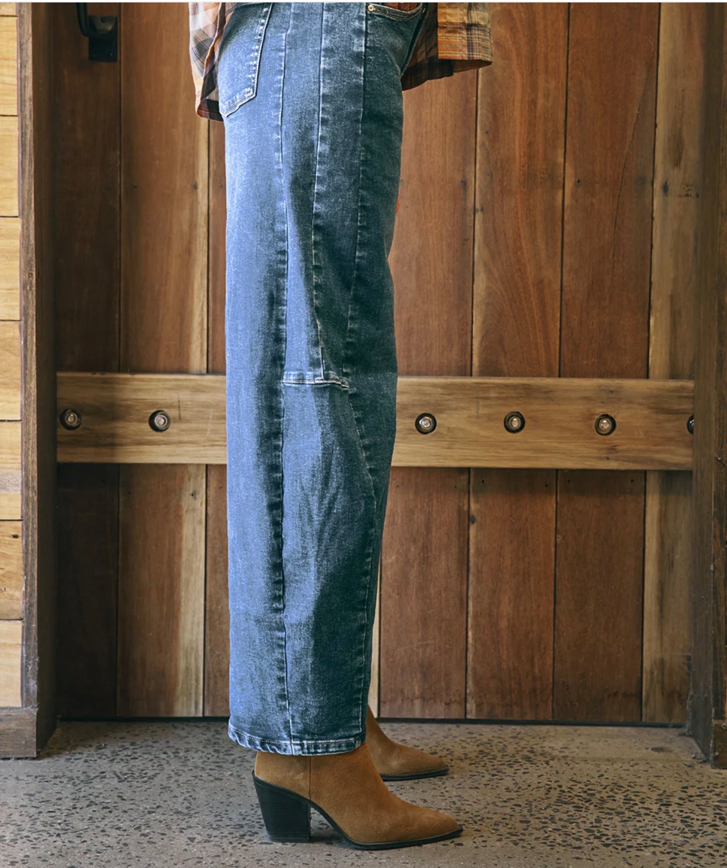 Italian Star Idaho barrel leg jeans mid blue denim