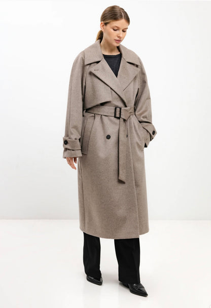In Avati Cappuccino Belted Wool Coat