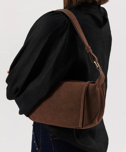 Harper Faux Suede handbag, Chocolate