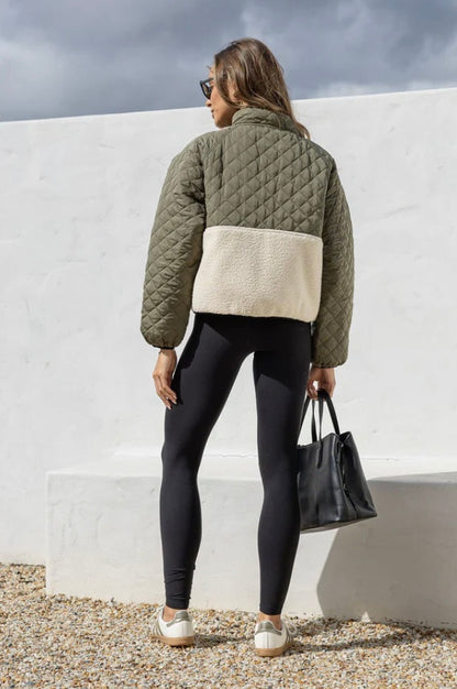 Pipi Quilted Sherpa jacket. Khaki