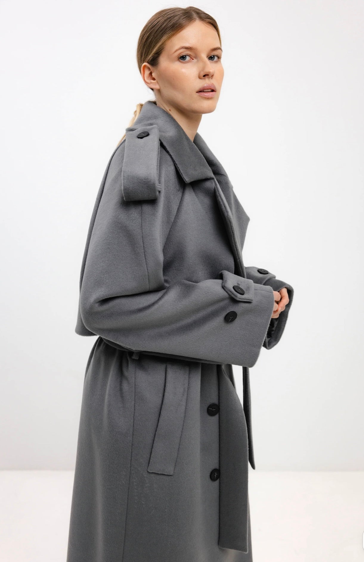 In Avati Long Belted Wool Coat