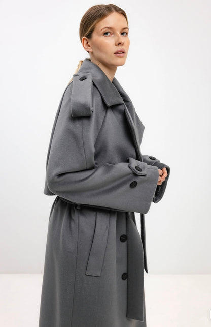 In Avati Long Belted Wool Coat