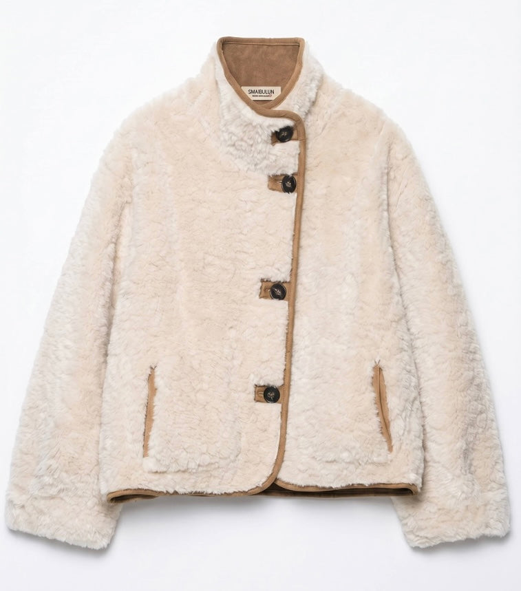 Sienna Reversble Teddy Jacket - Tan/Natural