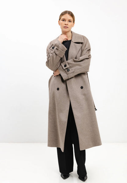 In Avati Cappuccino Belted Wool Coat