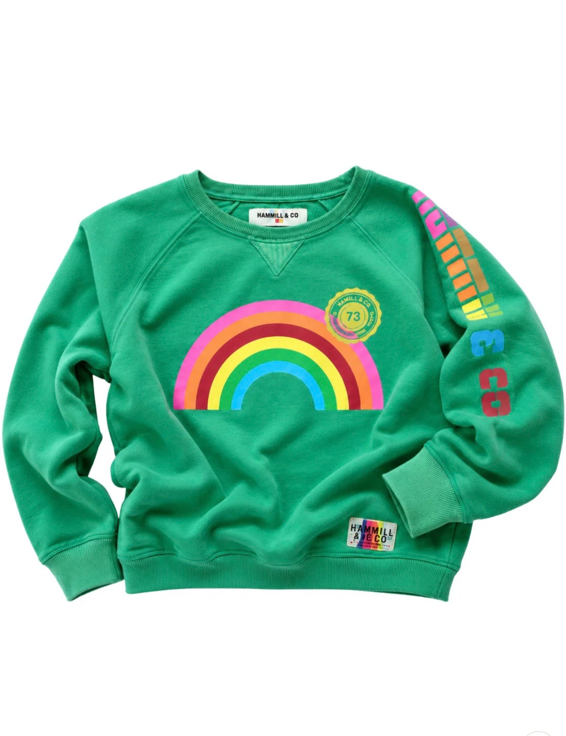 Hammill and CoVINTAGE WASH RAINBOW SWEAT - GREEN