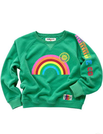 Hammill and CoVINTAGE WASH RAINBOW SWEAT - GREEN