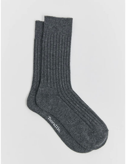 Tooralie Ribbed Merino Socks, Zinc
