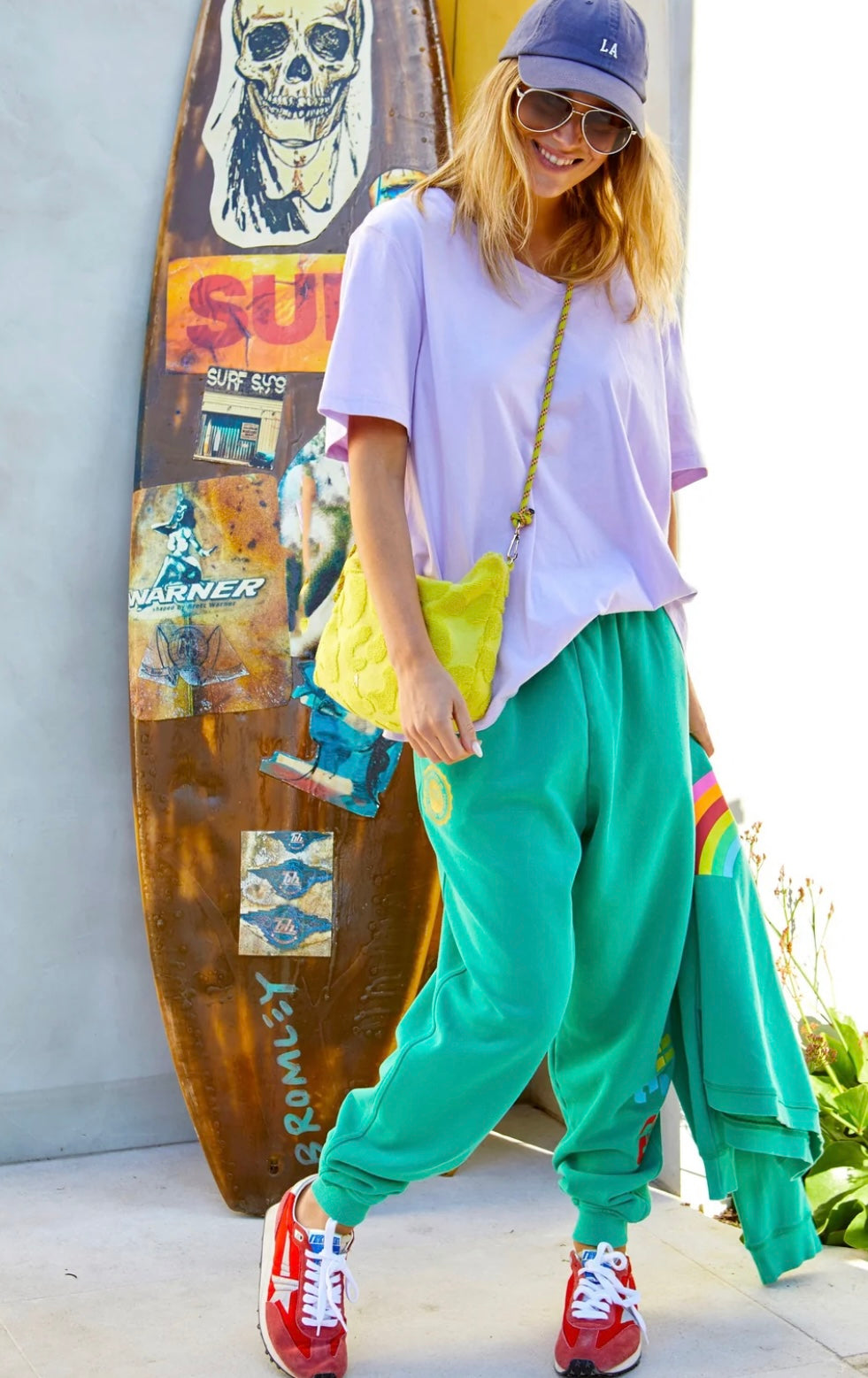 Hammill and Co BAGGY HIGH TIDE TRACK PANT - GREEN