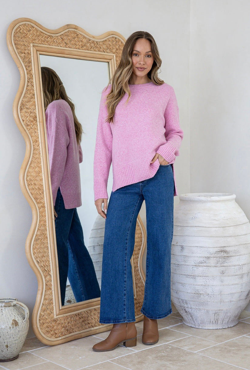 Canyon split hem knit - Pink