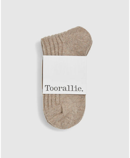 Toorallie Ribbed Merino Socks, Oat