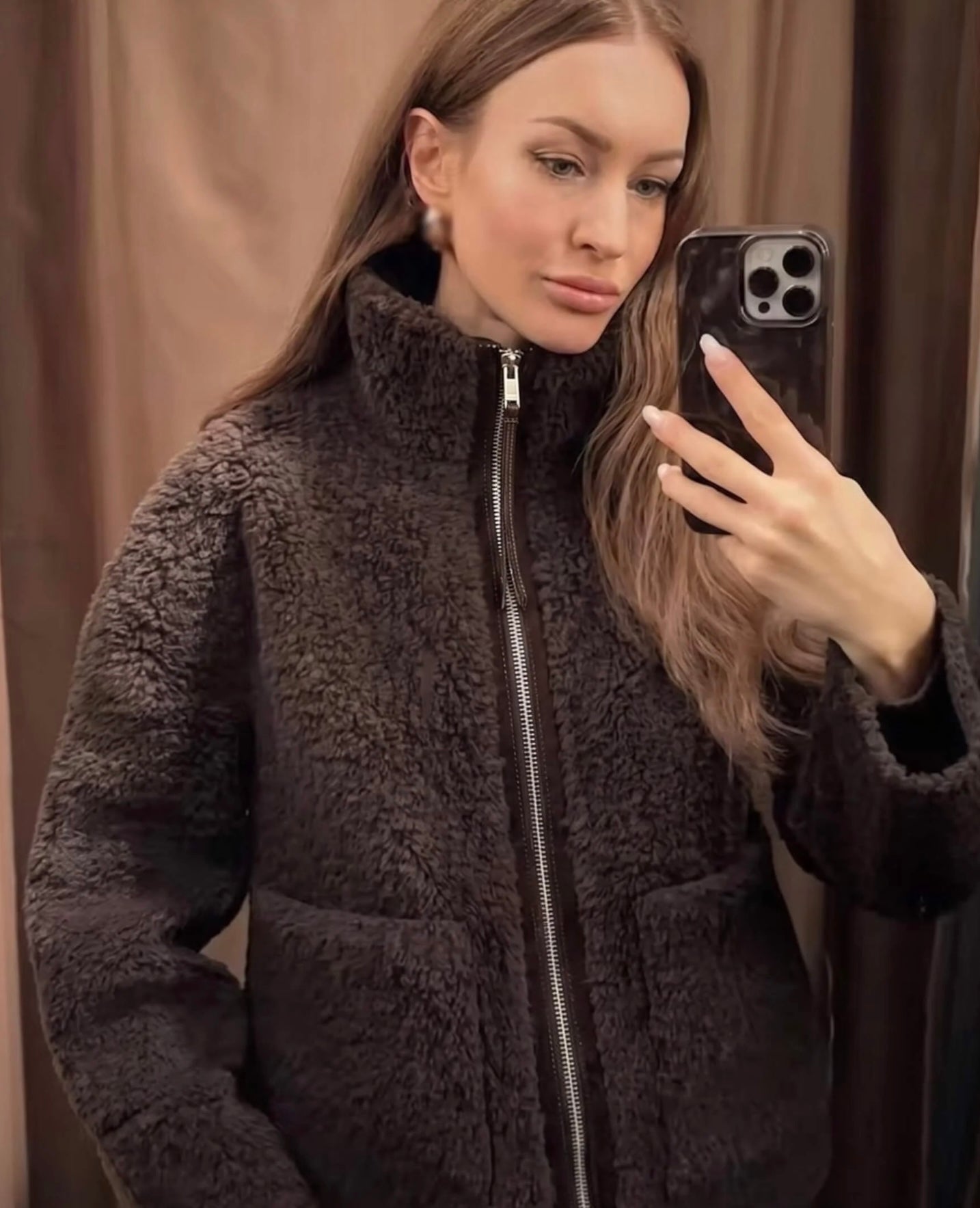 Bristol zip front faux fur jacket