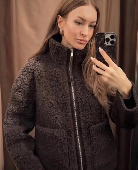 Bristol zip front faux fur jacket