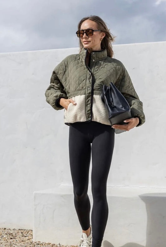 Pipi Quilted Sherpa jacket. Khaki