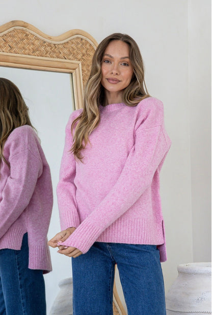 Canyon split hem knit - Pink