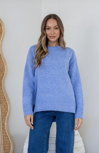 Canyon side split hem knit - Blue
