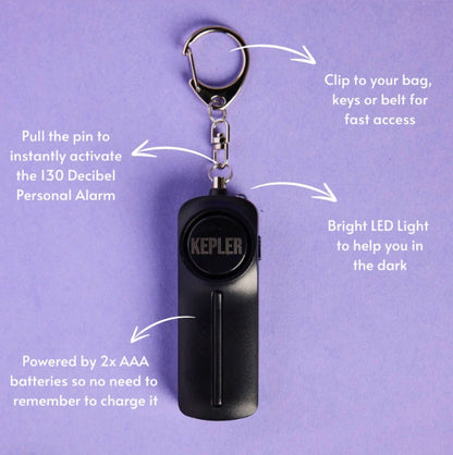 Kepler Personal Alarm Keychain Black