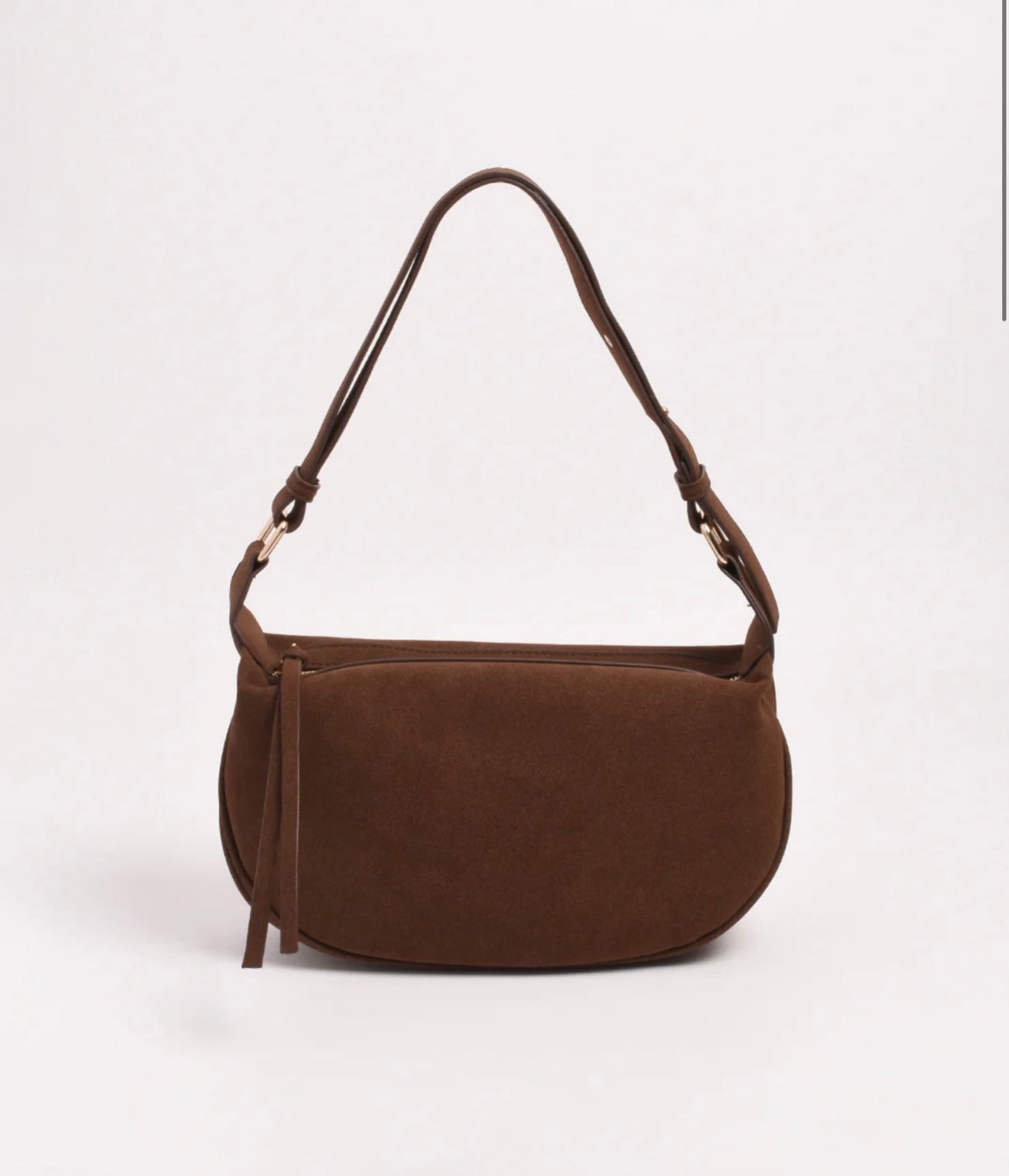 Harper Faux Suede handbag, Chocolate