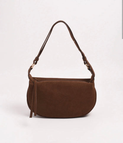 Harper Faux Suede handbag, Chocolate