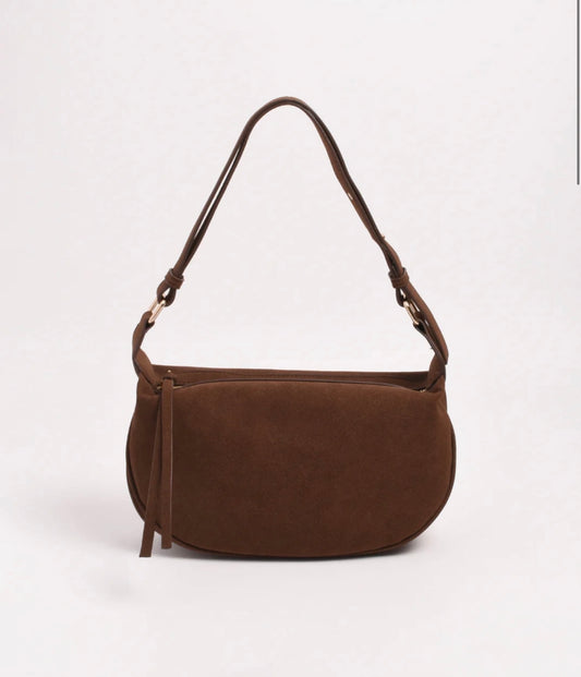 Harper Faux Suede handbag, Chocolate