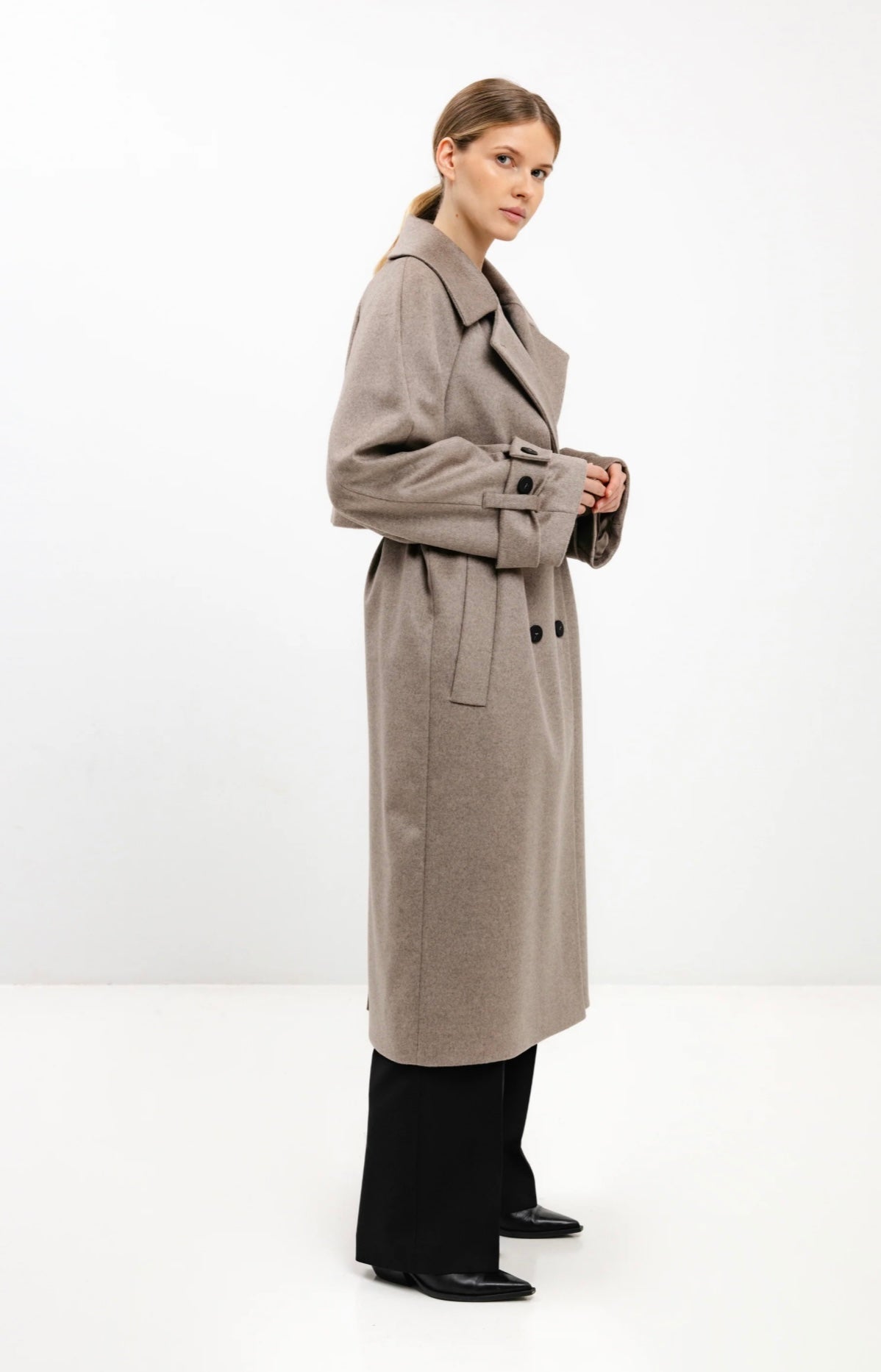 In Avati Cappuccino Belted Wool Coat