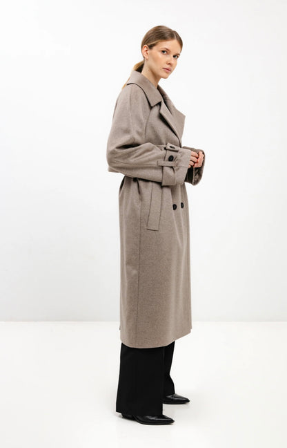 In Avati Cappuccino Belted Wool Coat