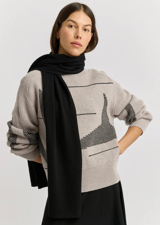 Tooralie Fine Merino Wool Scarf Black