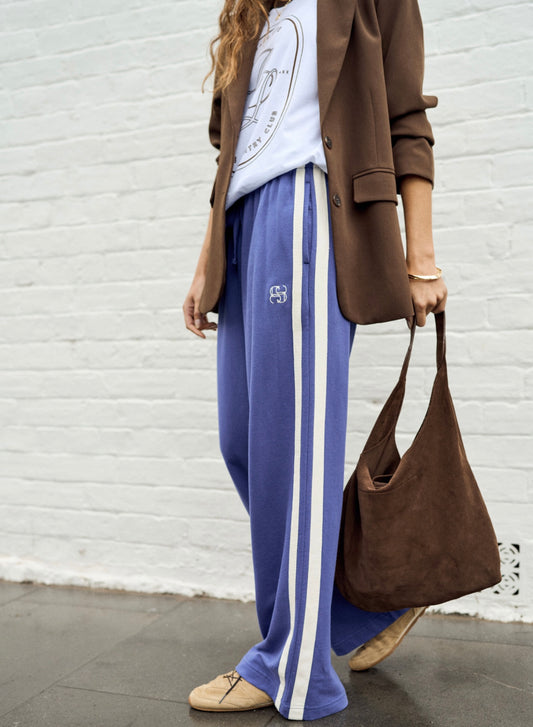 Ceres Life Gigi wide leg track pants, washed navy