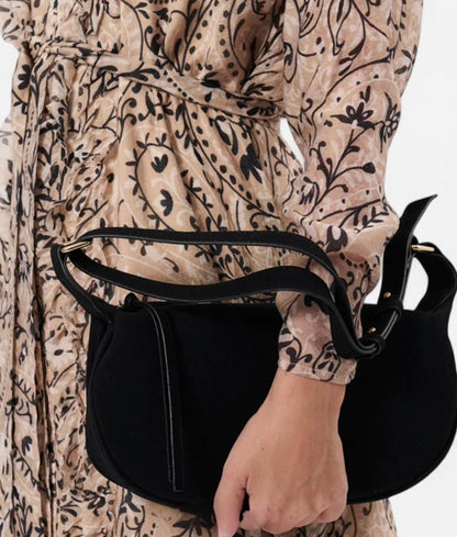 HarperFauxSuede Handbag, Black