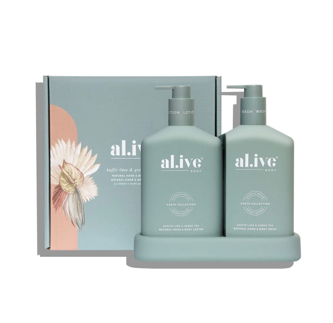 Al.ive body wash and lotion Duo kaffir lime and green tea
