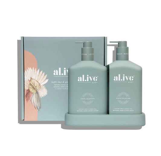 Al.ive body wash and lotion Duo kaffir lime and green tea