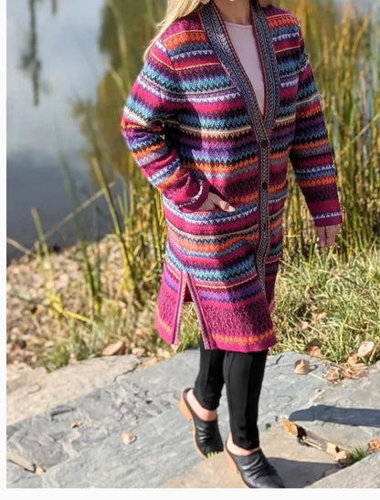 Ivko Geometric stripe Coatigan