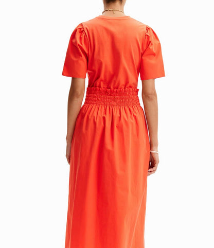 Plain Combination Midi Dress