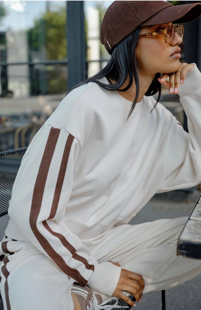 Sasha Sporty Slouchy Crew Side Stripe