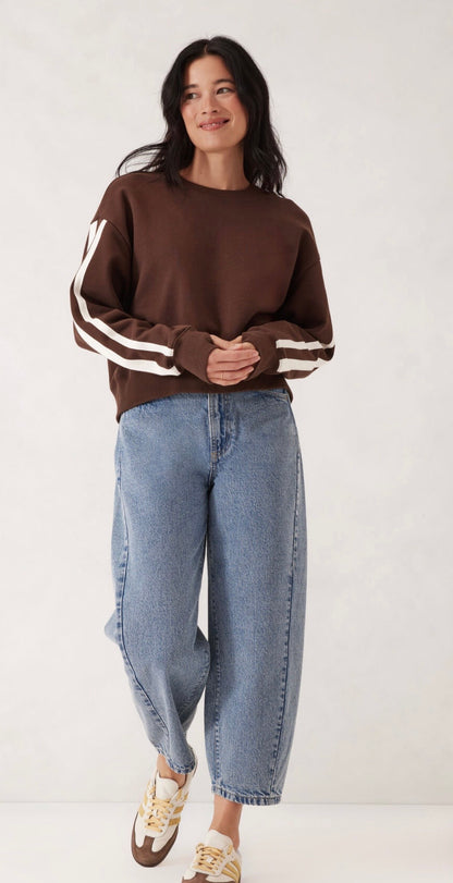 Sasha Sporty Slouchy Crew Side Stripe