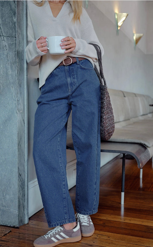 Leah tapered barrel leg jean